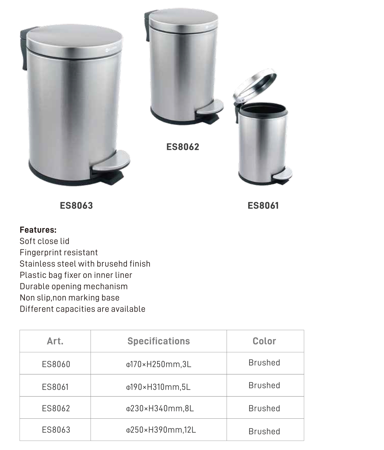 ES8060 Brushed , ES8061 Brushed ,ES8062 Brushed ,ES8063 Brushed