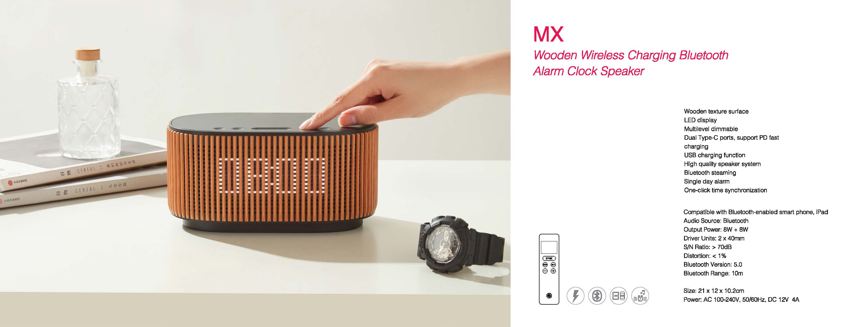 MX Wooden Wireless Charging Bluetooth